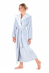 FLORA dlouhý župan s kapucí - Světle modrá, vel. S, galerie